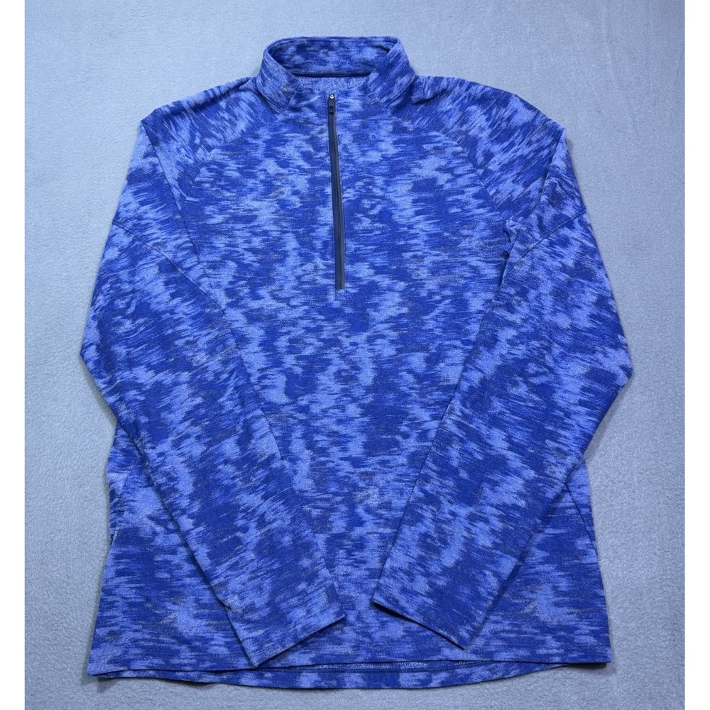 Lululemon Surge Warm 1/2 Zip Mens L Data Rush Jacquard Chambray Mineral Blue